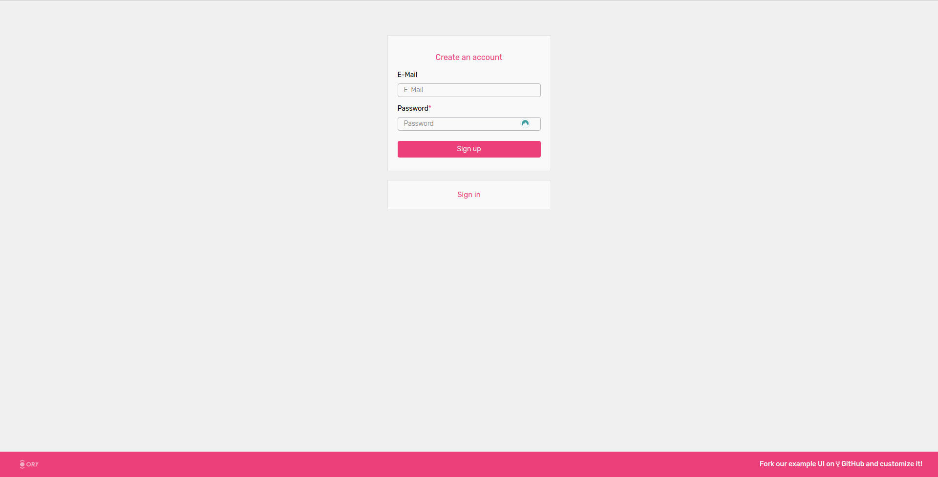 Ory Cloud Managed User Interface Signup